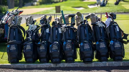 Army Golf Bags lined up at the 2025 CIC Cup at Winged Foot Golf Course in Mamaroneck