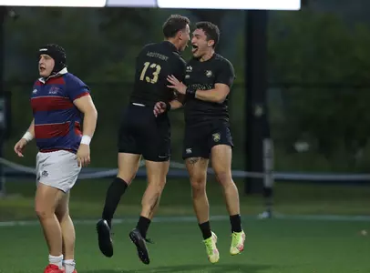 Army Men's Rugby celebrates in its win over St. Thomas