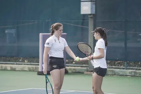 Army tennis players Emily Ruckno and Olivia Mellynchuk competed against Navy, Air Force and Georgetown in Arlington, Va.