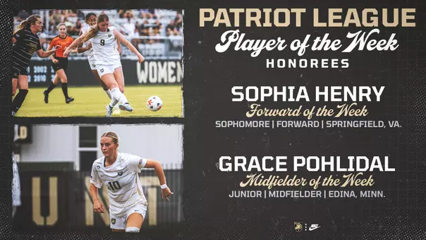 Patriot League Player of the Week Announcement of Sophia Henry and Grace Pohlidal on September 14, 2026