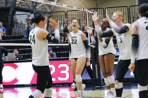 Breelyn Bender Celebrates a Big Kill Against Colgate