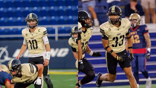 Otto Leone (33) and Kyle West (10) during the game against Navy in Annapolis, Md. on Sept. 25, 2026