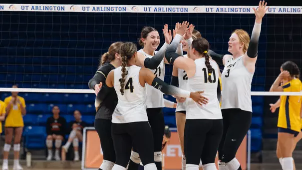 Marlee Lightsey Celebrates Hitting Her 16th Kill and Earning Match Point Against Kent State