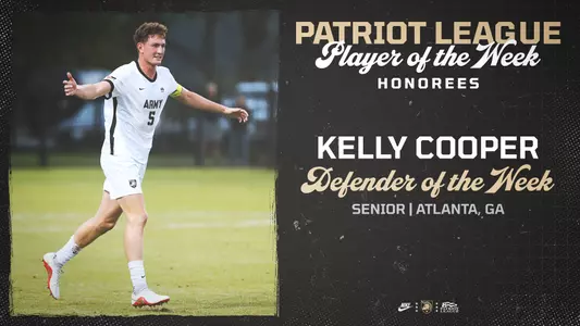 Men's Soccer's Kelly Cooper earns Patriot League Defender of the Week Honors