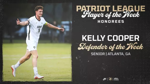 Men's Soccer's Kelly Cooper earns Patriot League Defender of the Week Honors