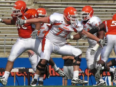 Defense shines in first football spring scrimmage