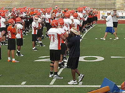 Football team enjoys first day of preseason work