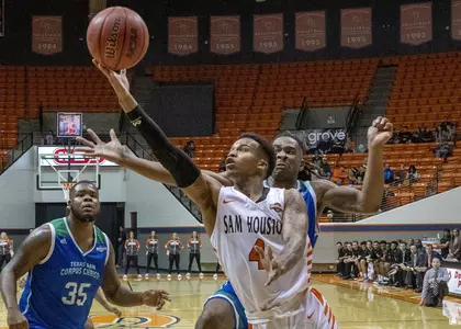 Chad Bowie lays up a shot against Texas A&M-Corpus Christi.