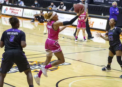 Jolicia Williams drives against UCA