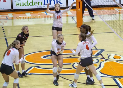 Volleyball celebrates win over Northwestern State