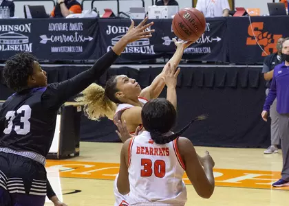 Faith Cook drives against SFA