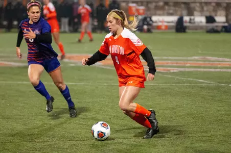 Brooke Jones dribbles against NSU