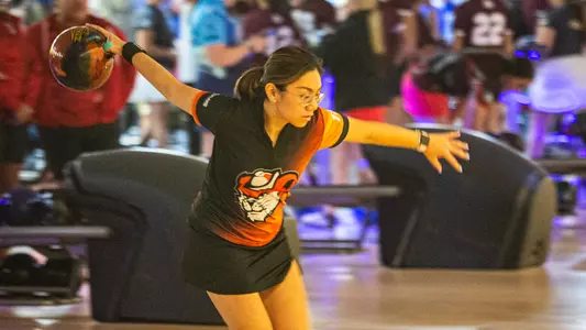 Bea Hernandez bowls at the Kat Klash