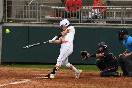 Kylie Hobbs hits a home run against Lamar
