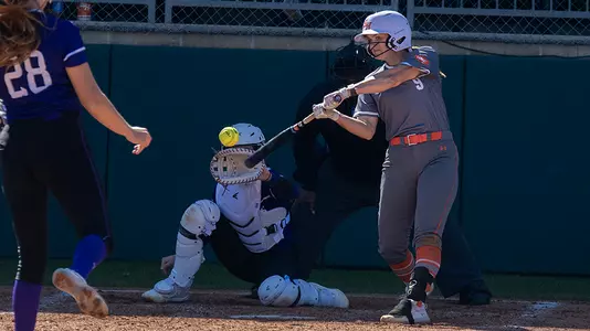 Kylie Hobbs hits a double against Northwestern State
