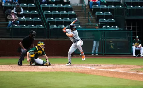 Joe Redfield bats against Baylor