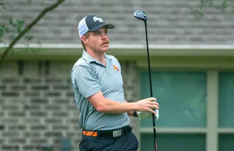 Jack Randle watches his tee shot at the Bearkat Classic.
