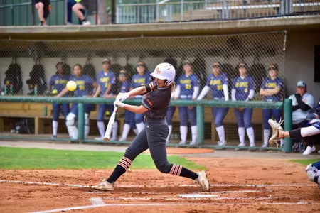 Ellie Grill rips a solo home run against Texas A&M-Commerce