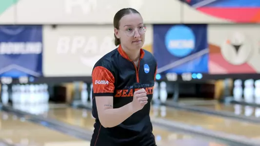 Denise Blankenzee bowls at the 2024 NCAA Arlington Regional