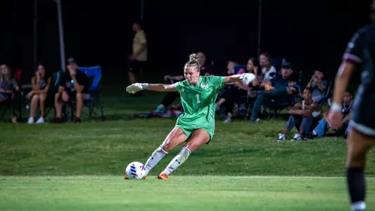 Keeper Katie Bahn launches a free kick