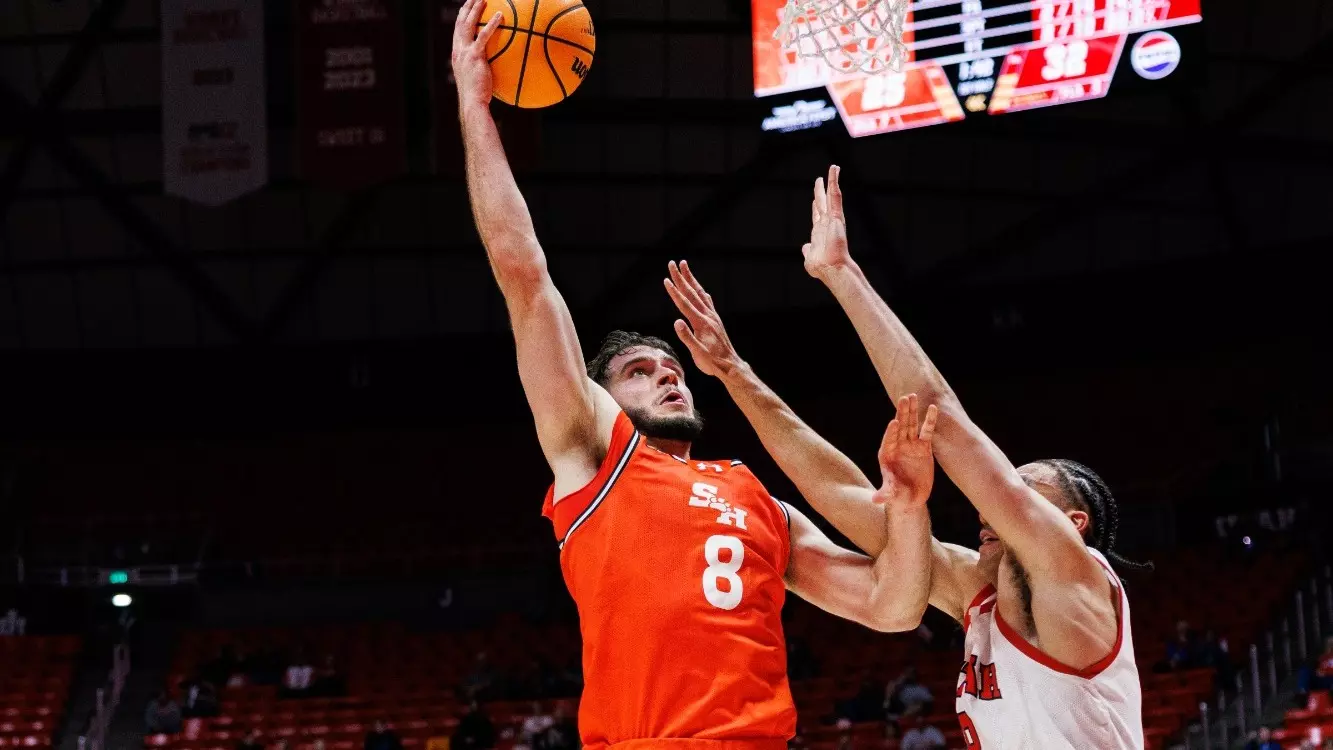 Veljko Ilic goes up for a shot against Texas Tech