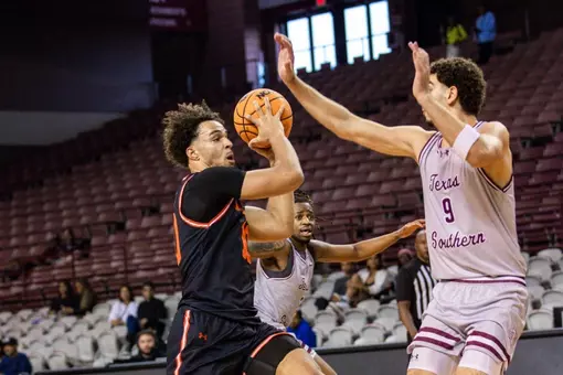 Jaxson Ford drives against Texas Southern