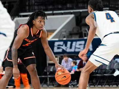 Marcus Boykin dribbles against a UTEP defender