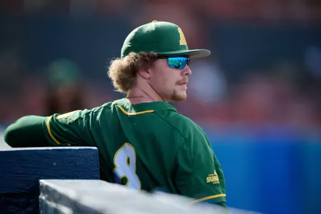 North Dakota State Bison Caden Edwards (8) during an NCAA baseball game against the Maine Black Bears on March 11, 2022 at Chain of Lakes Stadium in Winter Haven, Florida. (Mike Janes/Four Seam Images)