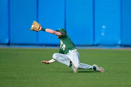 North Dakota State Bison outfielder Jack Simonsen (29) catches a fly ball during an NCAA baseball game against the Maine Black Bears on March 11, 2022 at Chain of Lakes Stadium in Winter Haven, Florida. (Mike Janes/Four Seam Images)