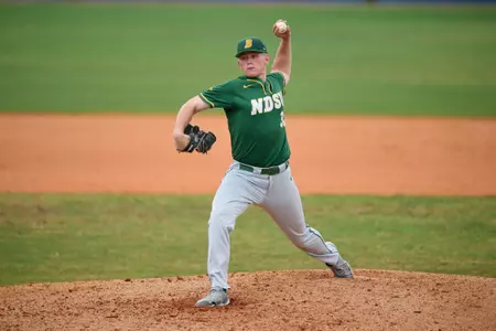 North Dakota State Bison pitcher Max Loven (31) during an NCAA baseball game against the Maine Black Bears on March 11, 2022 at Chain of Lakes Stadium in Winter Haven, Florida. (Mike Janes/Four Seam Images)