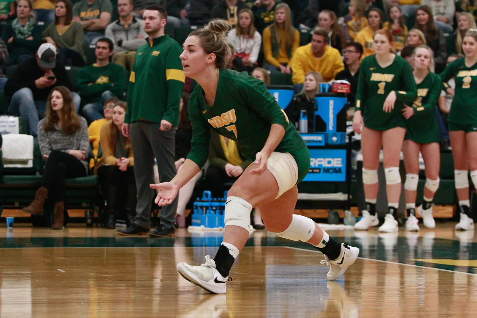 North Dakota State's Abbi Klos against Denver in the Bentson Bunker Fieldhouse.