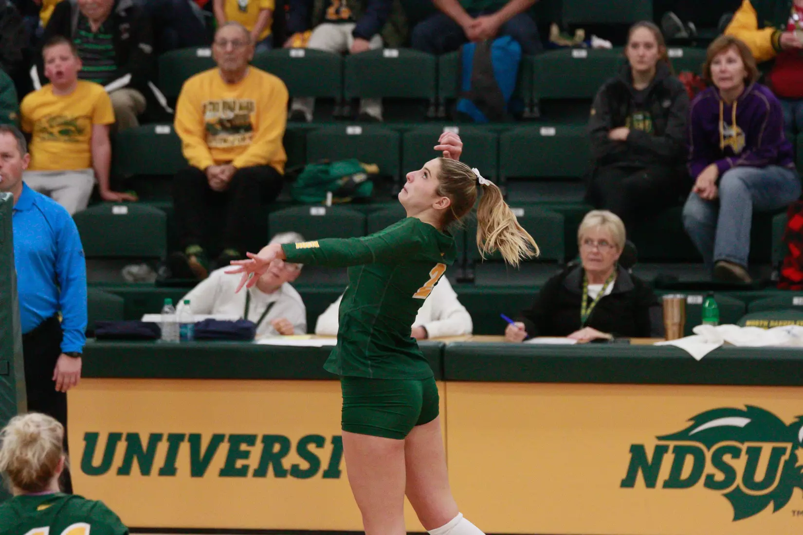 North Dakota State's Allie Mauch against Denver in the Bentson Bunker Fieldhouse.