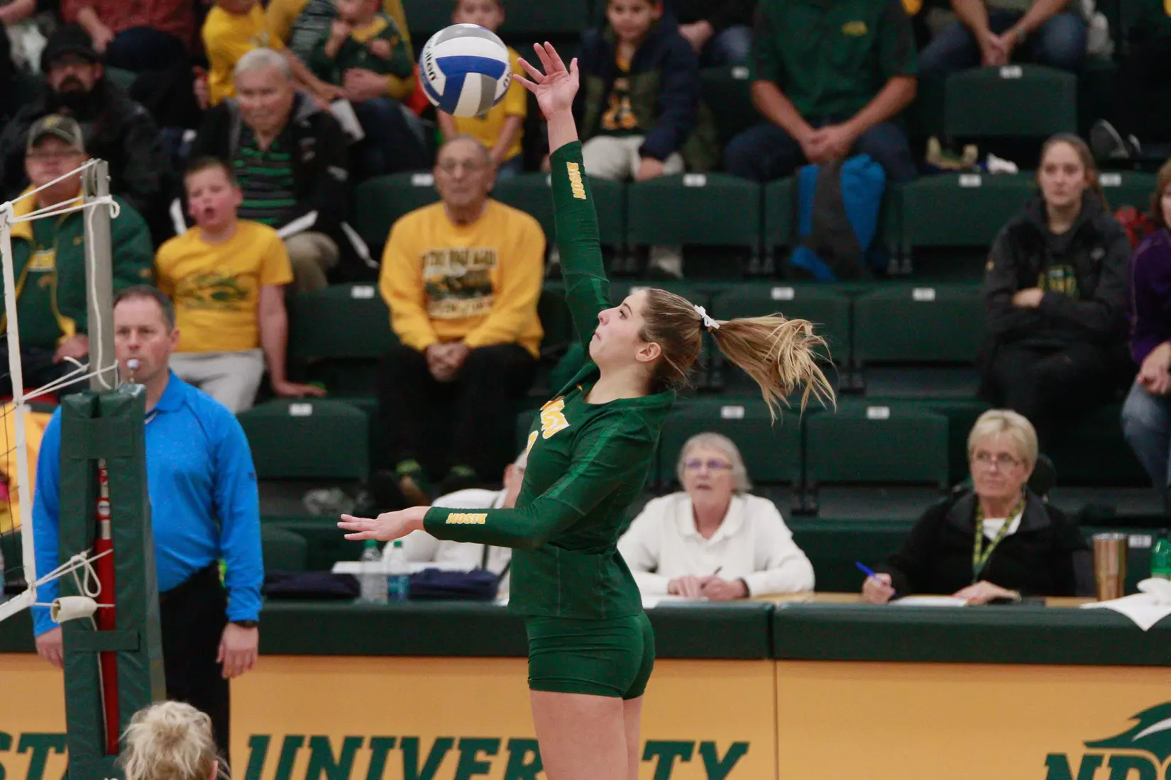 North Dakota State's Allie Mauch against Denver in the Bentson Bunker Fieldhouse.