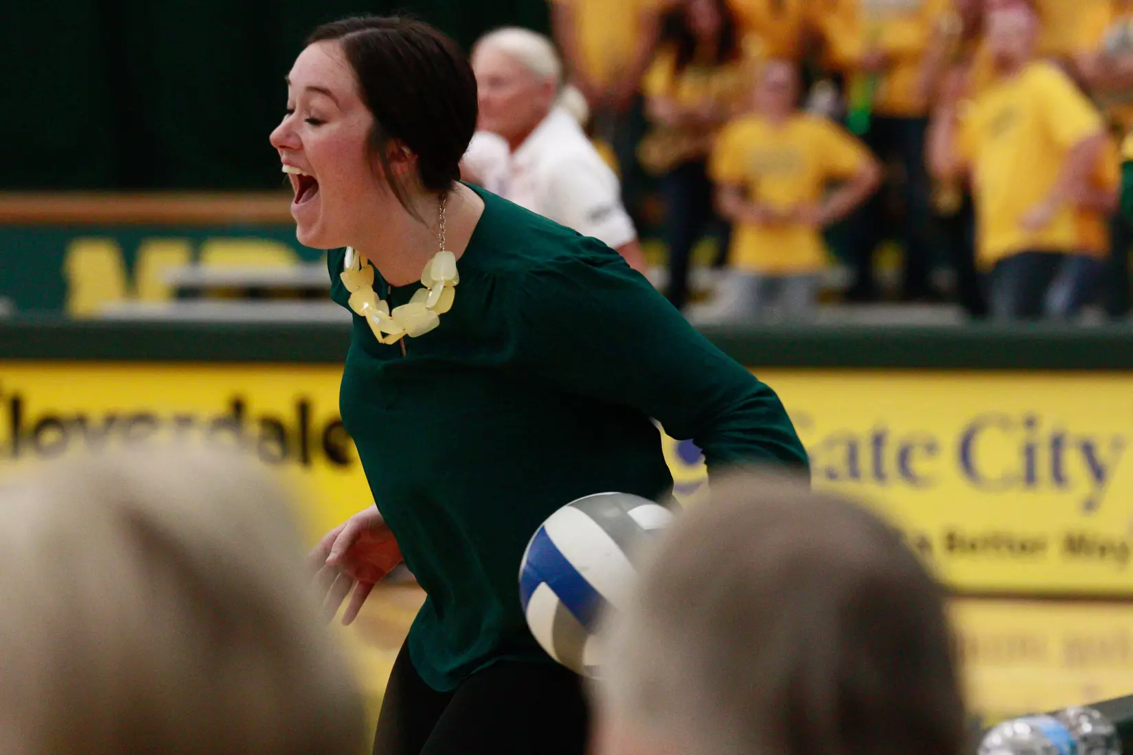 North Dakota State head coach Jennifer Lopez during the Denver match in the Bentson Bunker Fieldhouse.