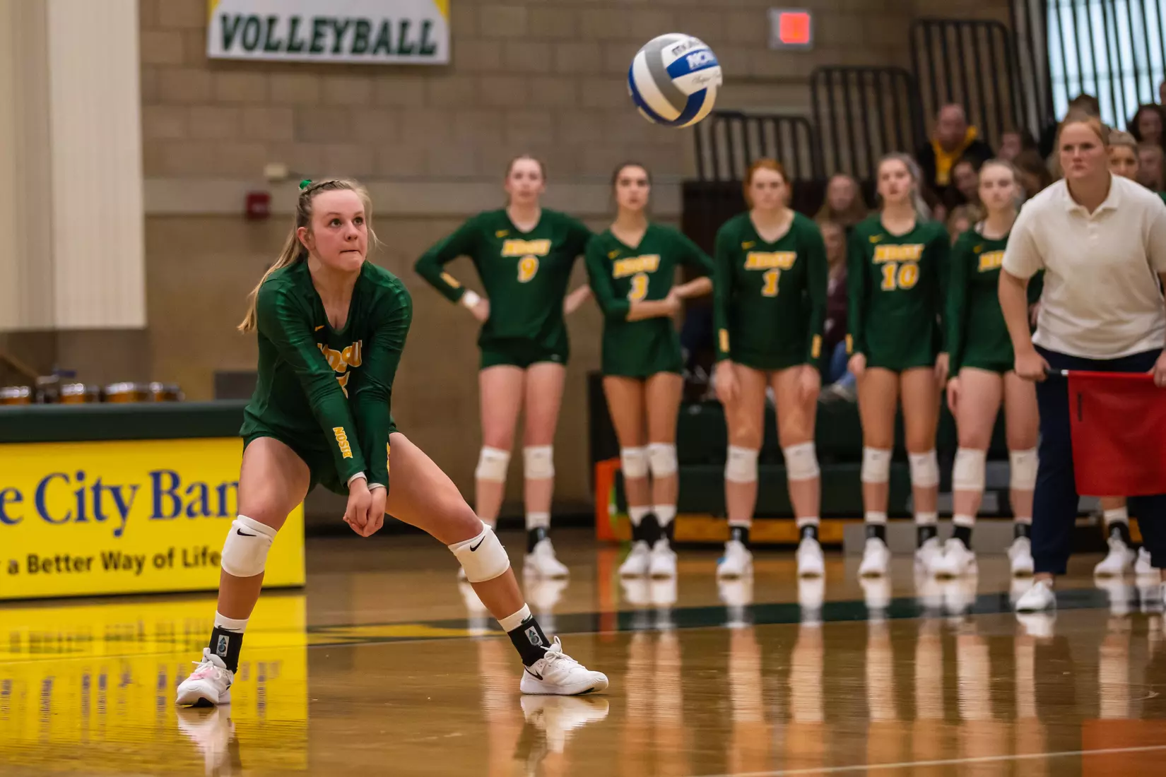 North Dakota State's Ava Schmoll against Omaha in the Bentson Bunker Fieldhouse.