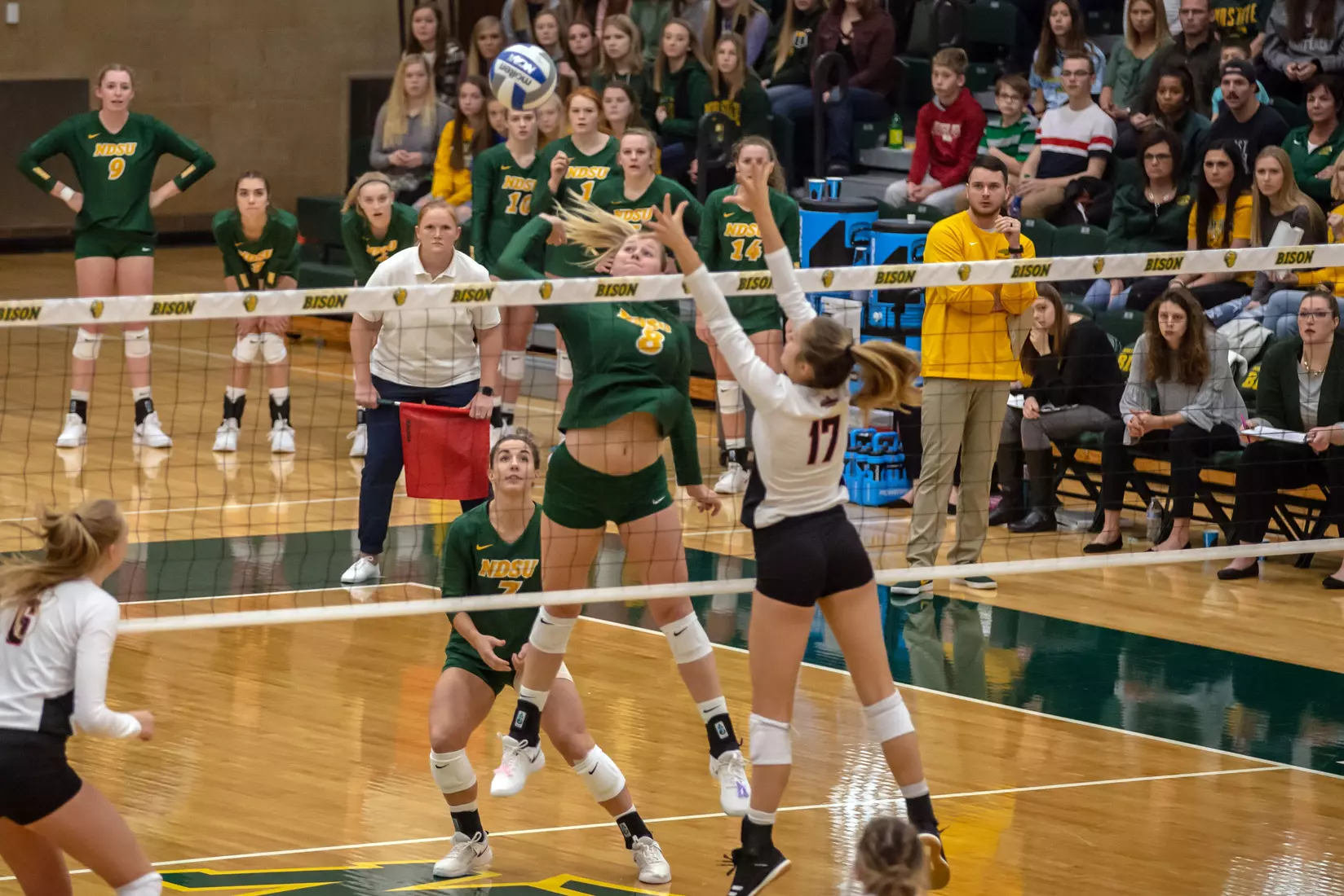North Dakota State's Bella Lien against Omaha in the Bentson Bunker Fieldhouse.