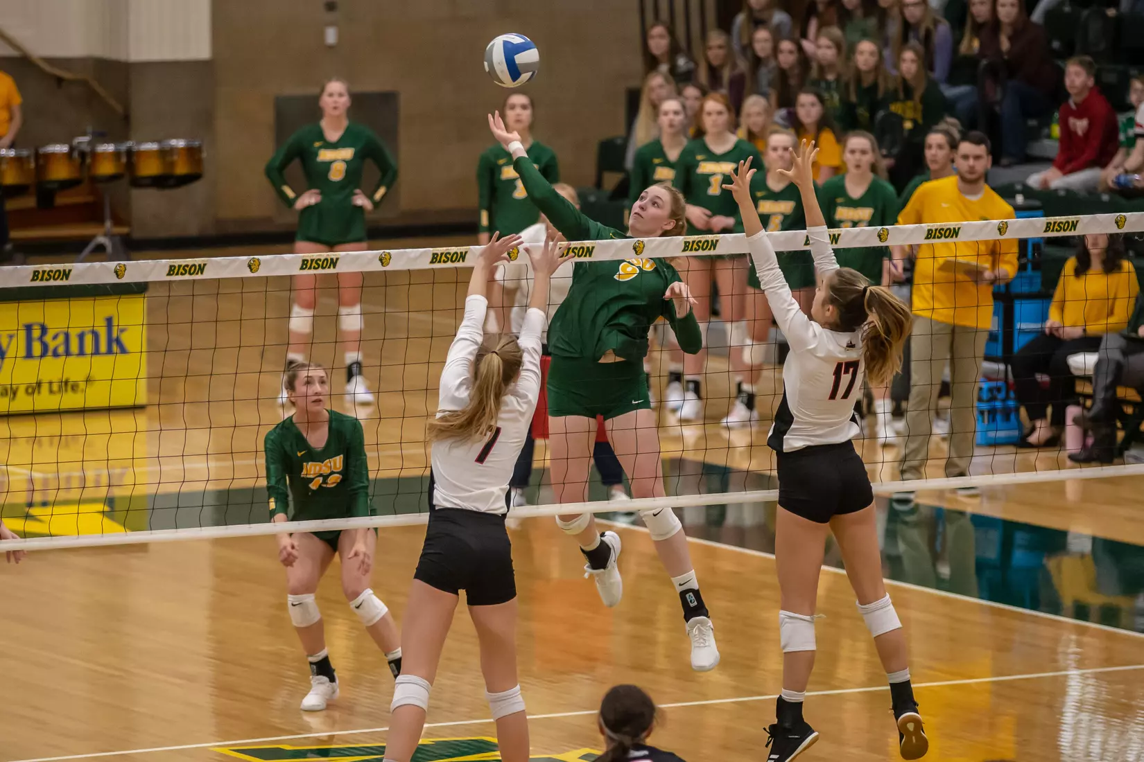 North Dakota State's Emily Halverson against Omaha in the Bentson Bunker Fieldhouse.