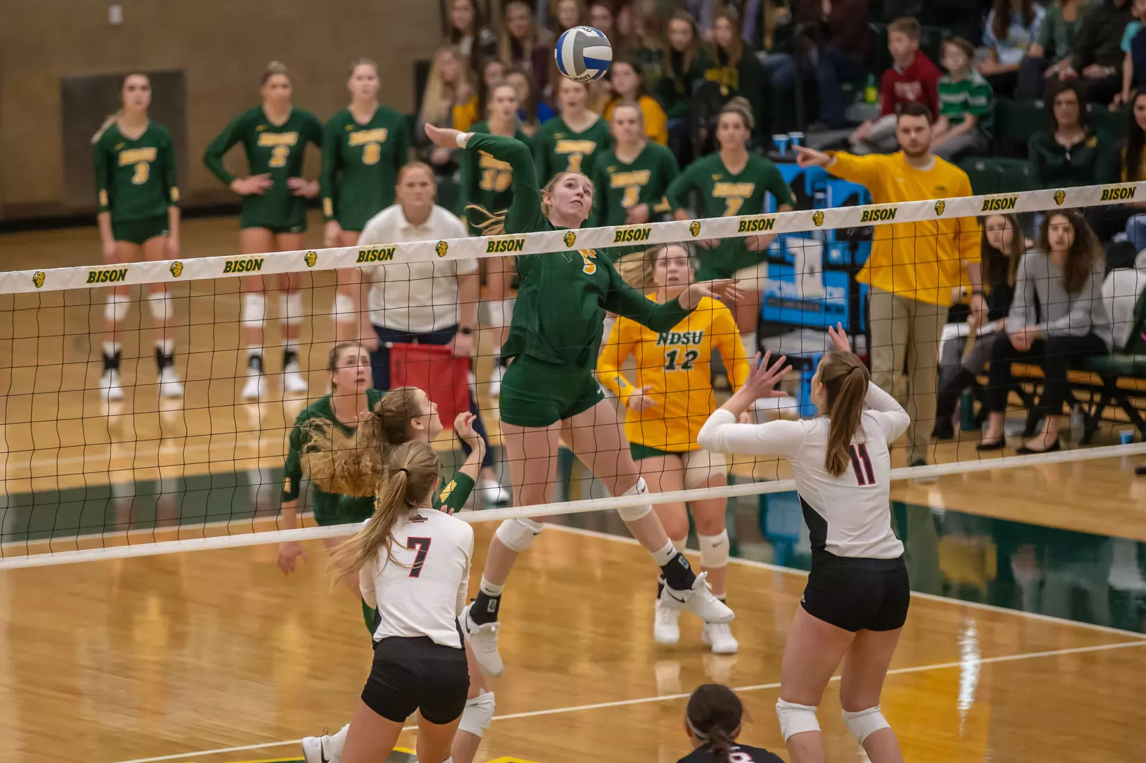 North Dakota State's Emily Halverson against Omaha in the Bentson Bunker Fieldhouse.