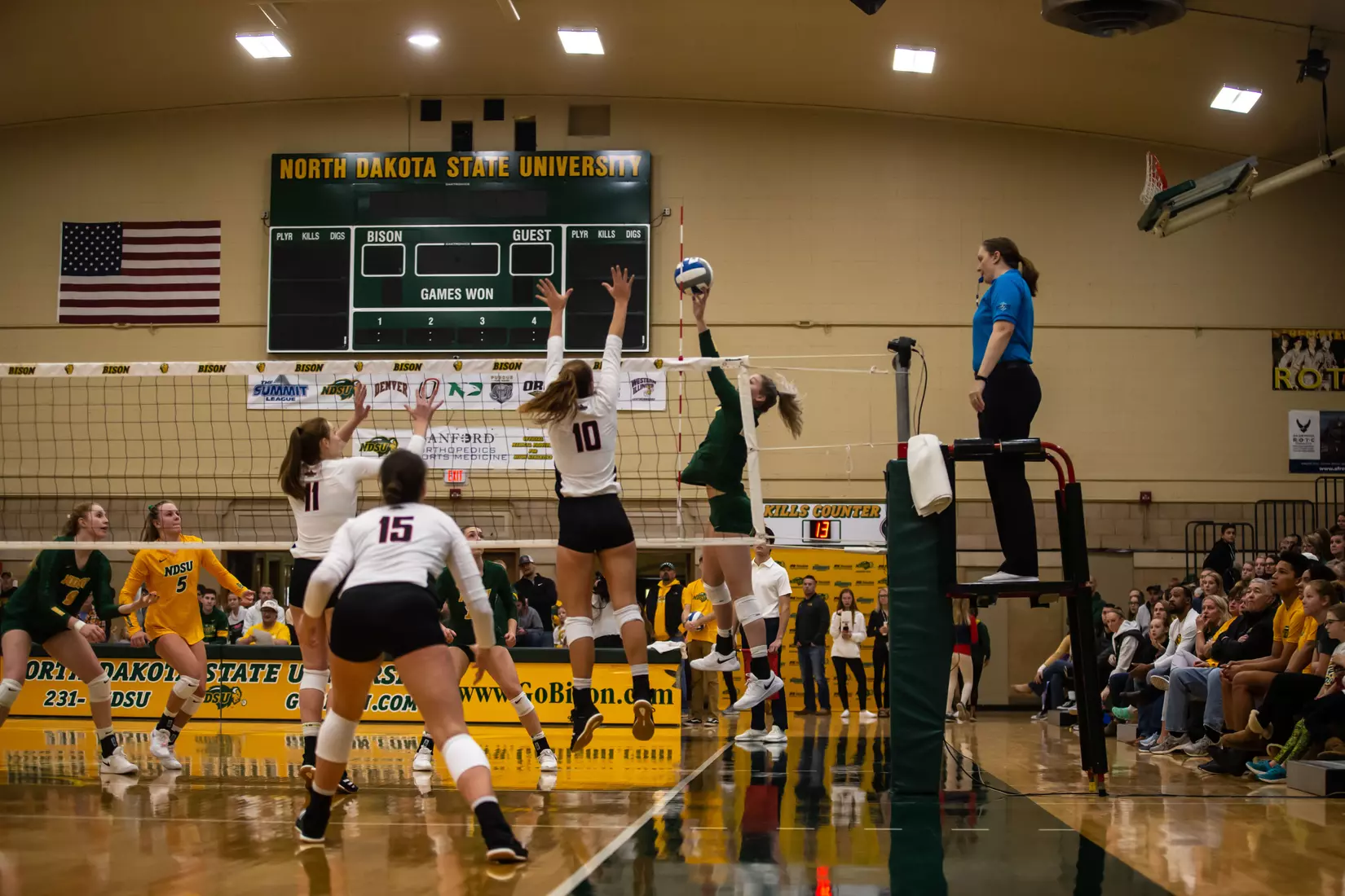 North Dakota State's Maggie Steffen against Omaha in the Bentson Bunker Fieldhouse.