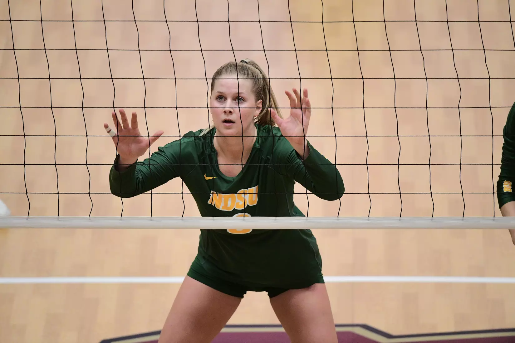 North Dakota State middle hitter Bella Lien during the Summit League tournament quarterfinal against Omaha on Nov. 22 in Denver.