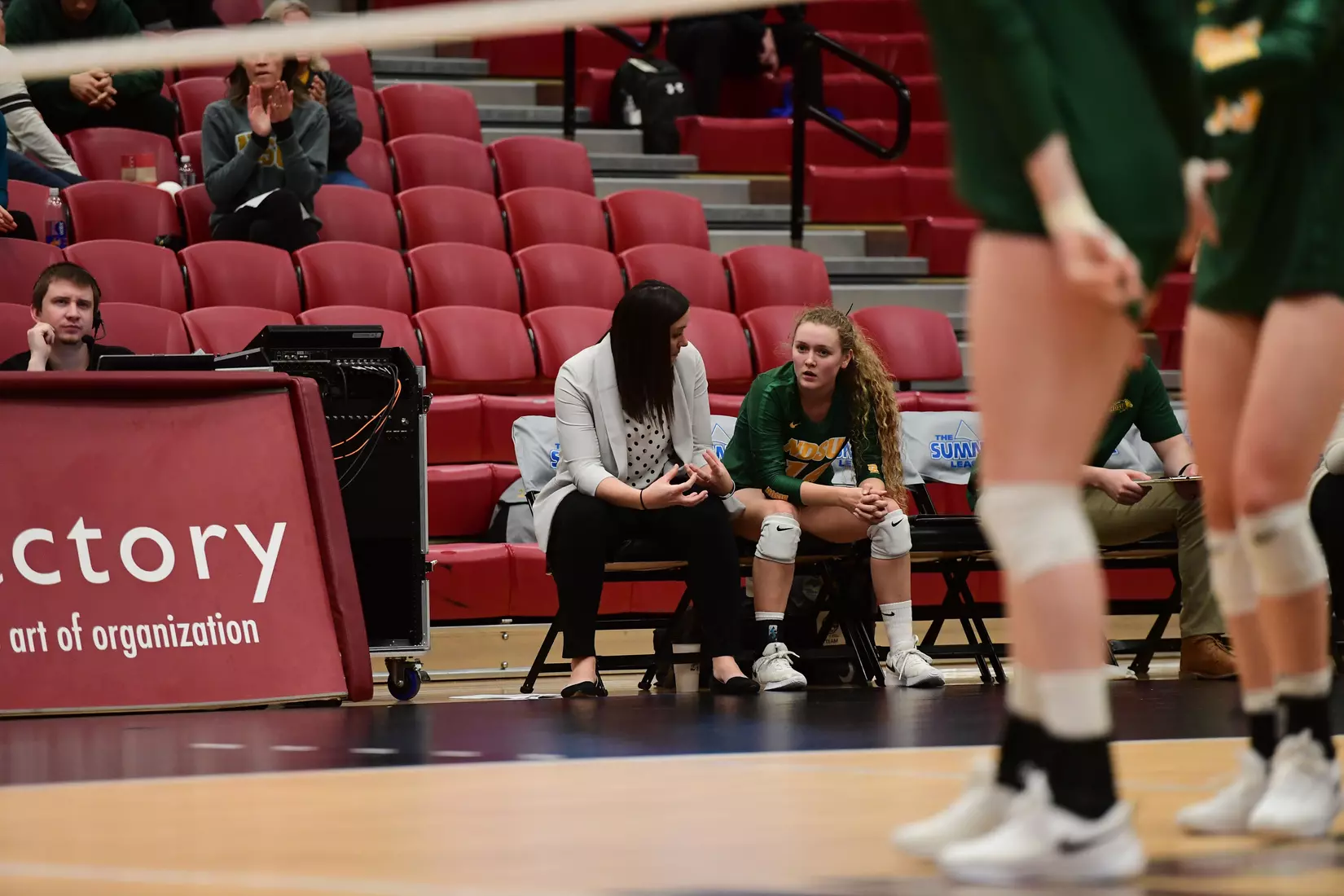 North Dakota State sideline during the national anthem prior to the Summit League tournament quarterfinal against Omaha on Nov. 22 in Denver.