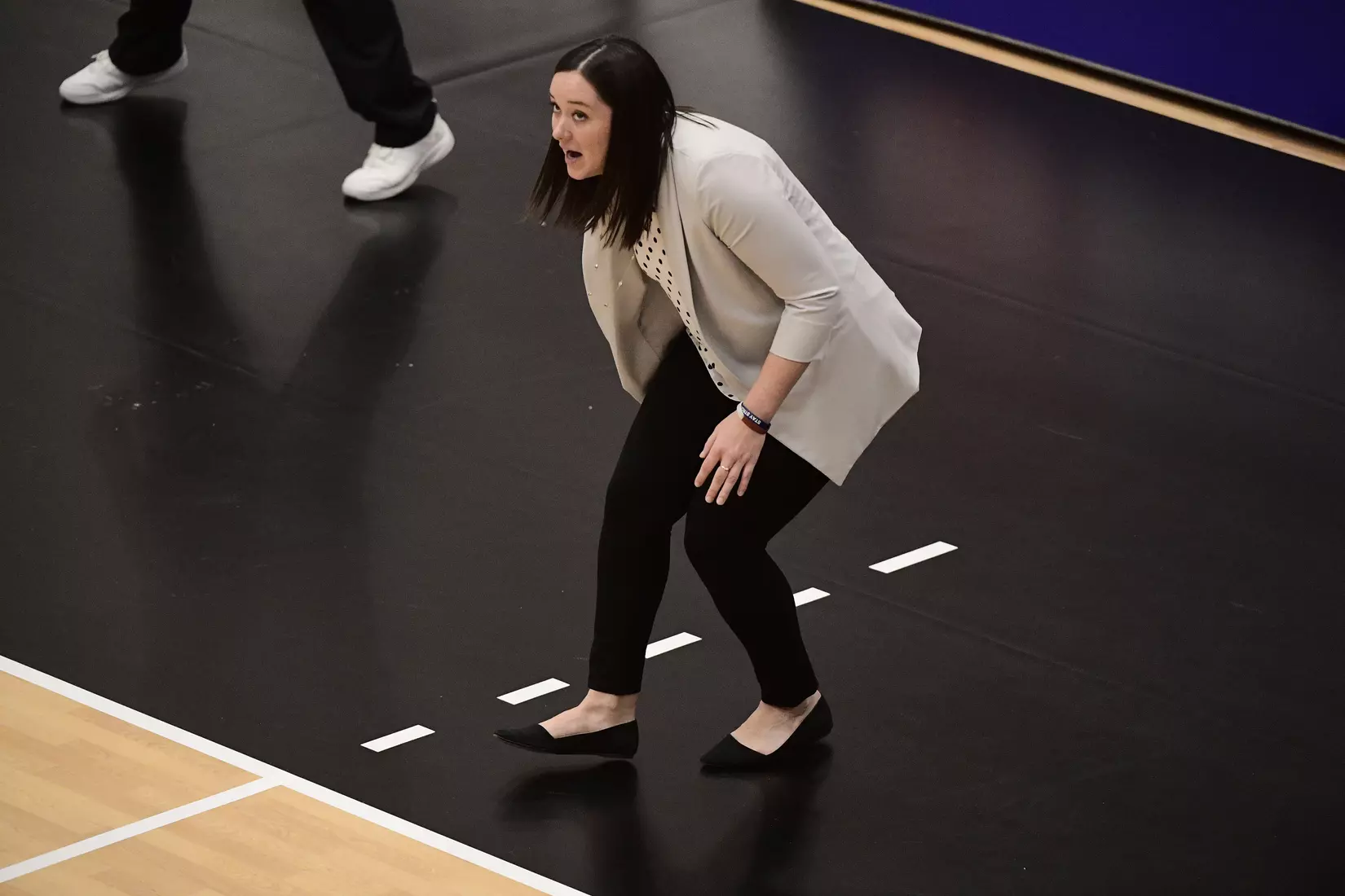 North Dakota State head coach Jennifer Lopez on sideline during the Summit League tournament quarterfinal against Omaha on Nov. 22 in Denver.