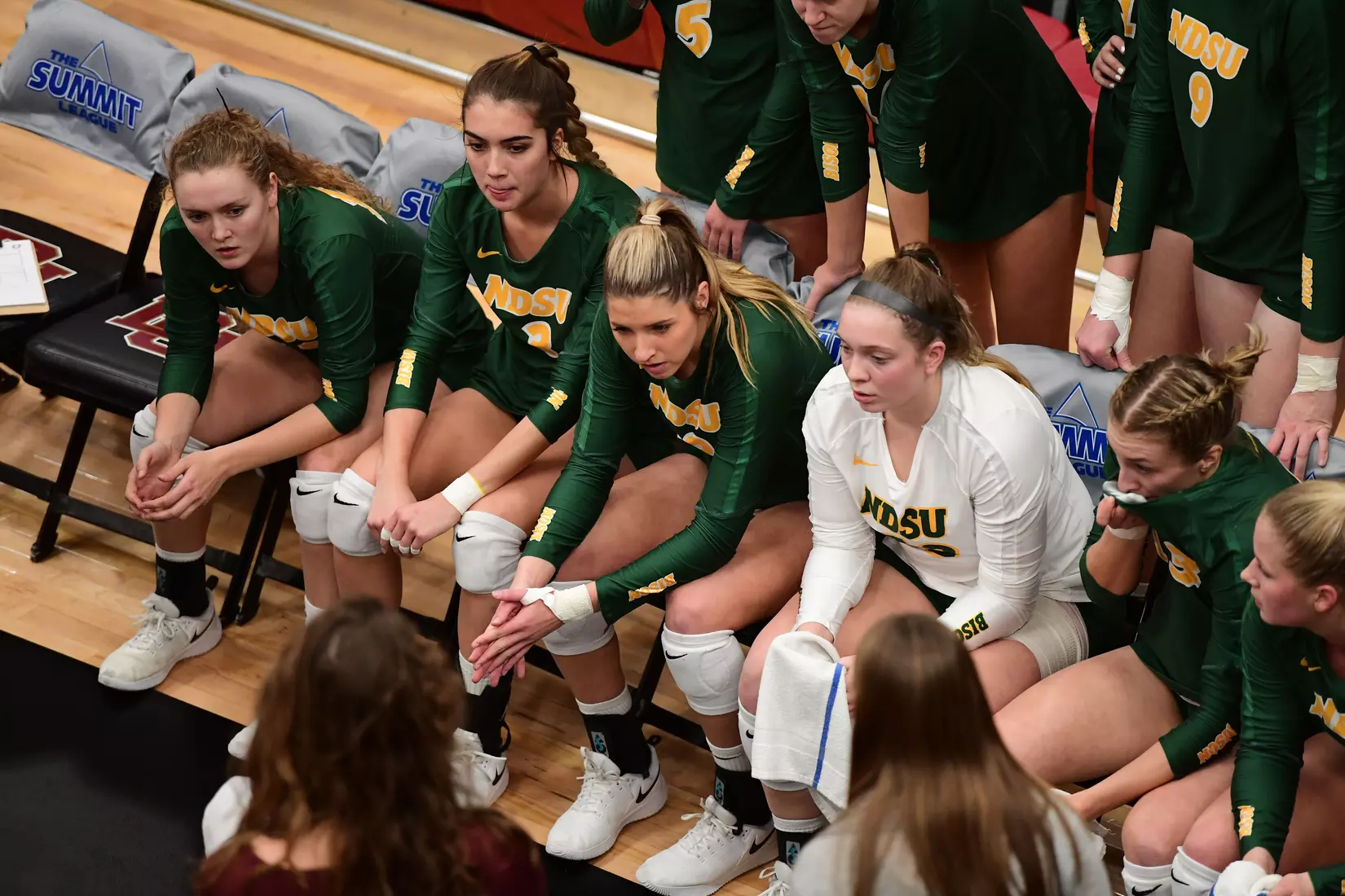 North Dakota State timeout during the Summit League tournament quarterfinal against Omaha on Nov. 22 in Denver.