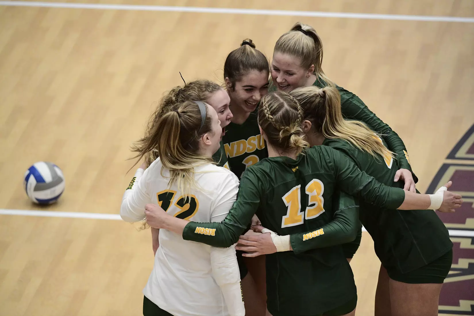 North Dakota State celebrates point during the Summit League tournament quarterfinal against Omaha on Nov. 22 in Denver.