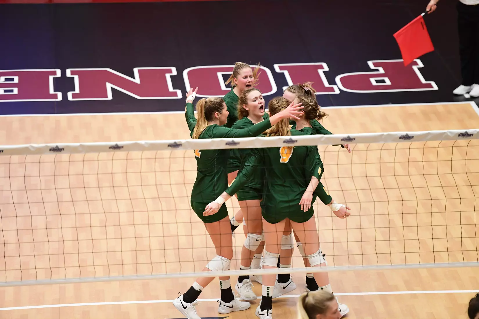 North Dakota State celebrates point during the Summit League tournament quarterfinal against Omaha on Nov. 22 in Denver.