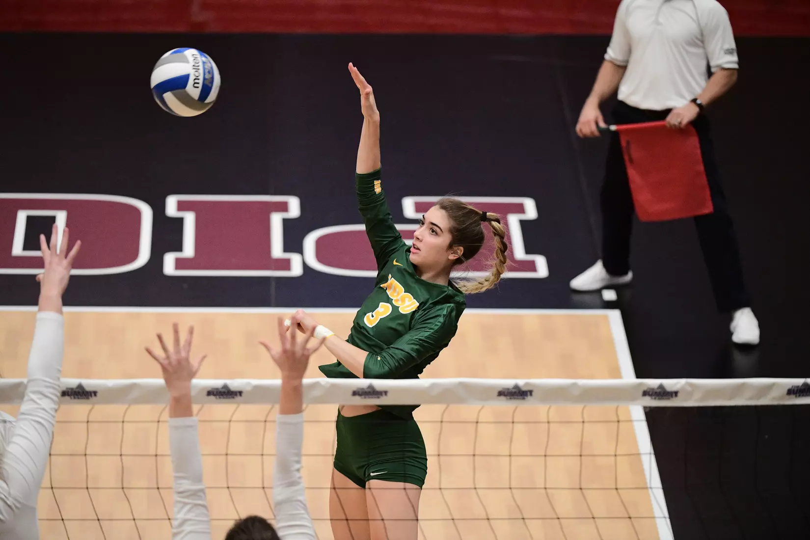 North Dakota State outside hitter Syra Tanchin during the the Summit League tournament quarterfinal against Omaha on Nov. 22 in Denver.