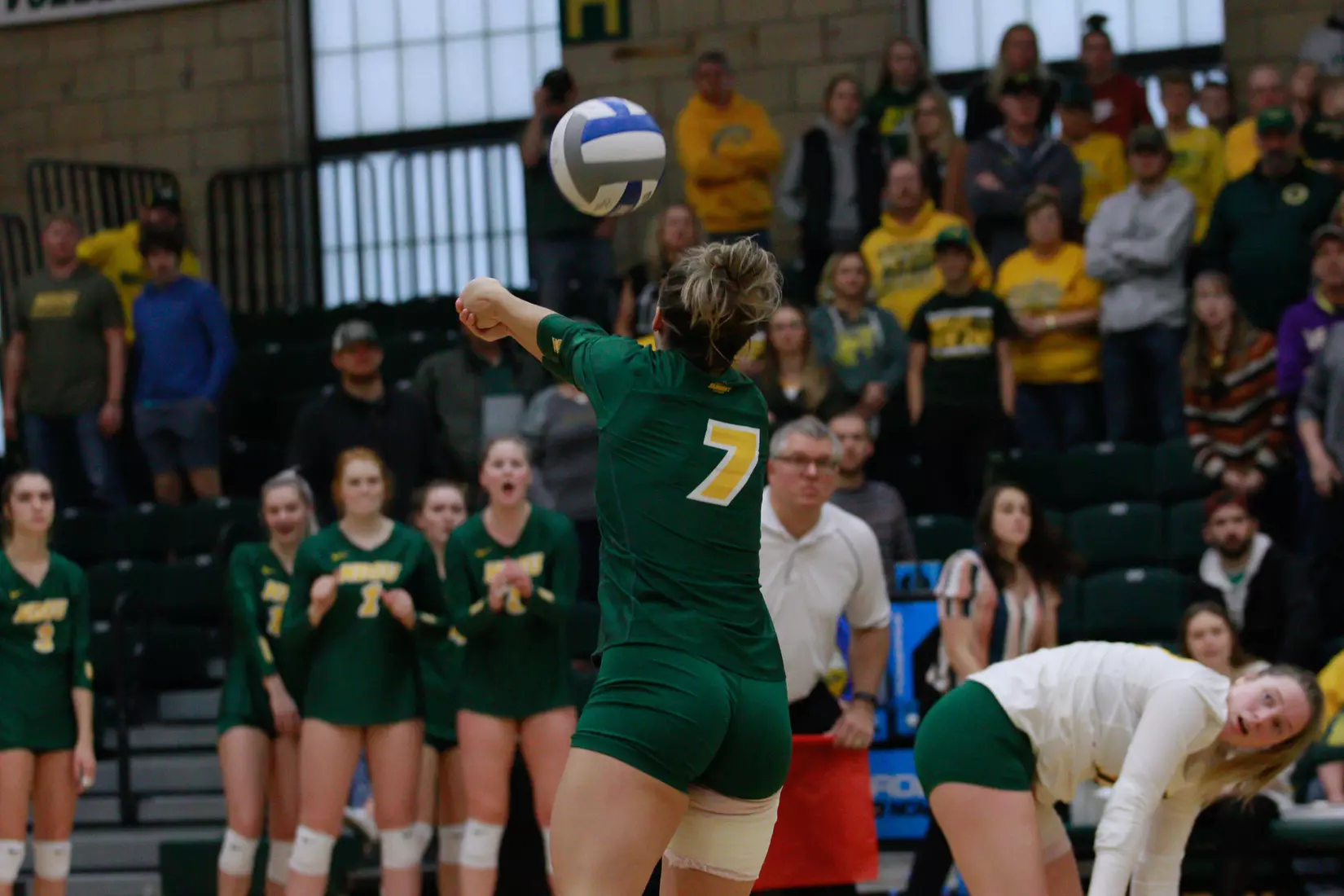 North Dakota State senior Abbi Klos during 3-1 win over Oral Roberts on Nov. 17 in Bentson Bunker Fieldhouse.