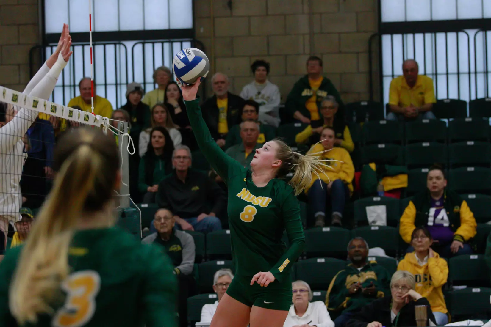 North Dakota State junior Bella Lien during 3-1 win over Oral Roberts on Nov. 17 in Bentson Bunker Fieldhouse.