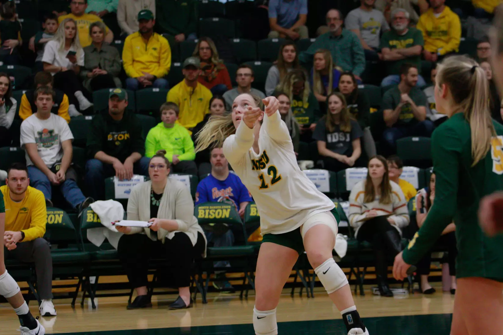 North Dakota State sophomore Kaylee Hanger during 3-1 win over Oral Roberts on Nov. 17 in Bentson Bunker Fieldhouse.