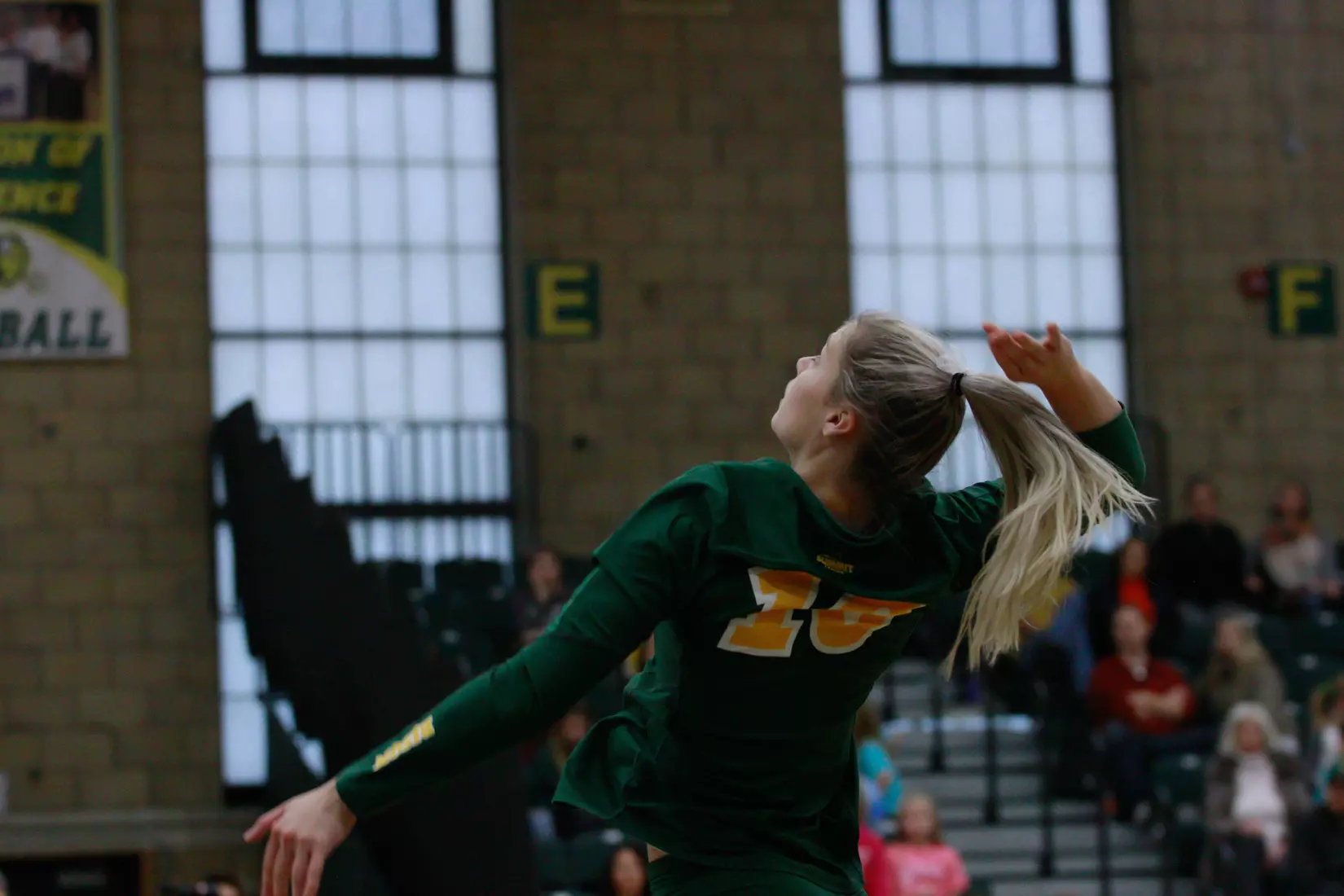 North Dakota State sophomore Maggie Steffen during 3-1 win over Oral Roberts on Nov. 17 in Bentson Bunker Fieldhouse.